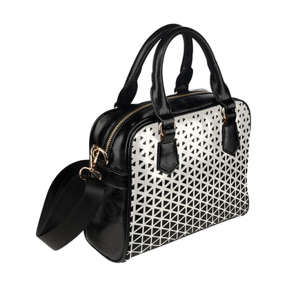 Geometric Black White Pattern Print Design 03 Shoulder Handbag