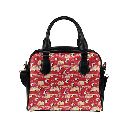 Crane Pattern Print Design 04 Shoulder Handbag