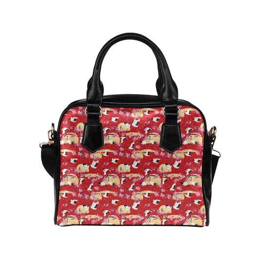 Crane Pattern Print Design 04 Shoulder Handbag