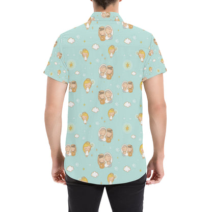 Christian Pattern Print Design 01 Men's Short Sleeve Button Up Shirt