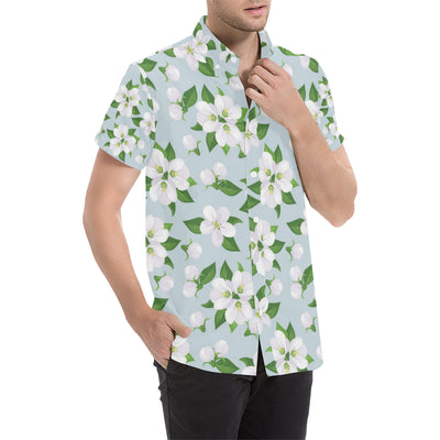 Apple blossom Pattern Print Design AB04 Men's Short Sleeve Button Up Shirt