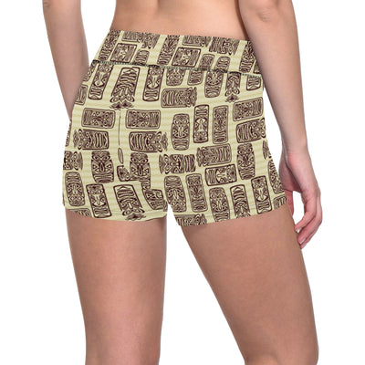 Tiki Brown Symbol Print Yoga Shorts