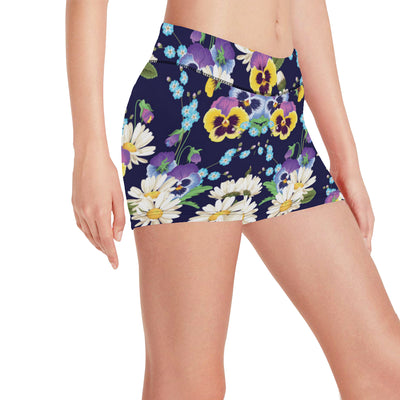 Pansy Pattern Print Design PS03 Yoga Shorts