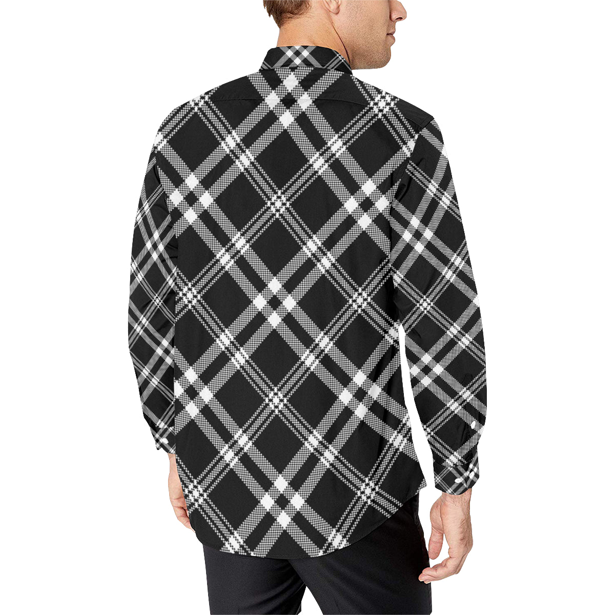 Madras Pattern Print Design 03 Men's Long Sleeve Shirt