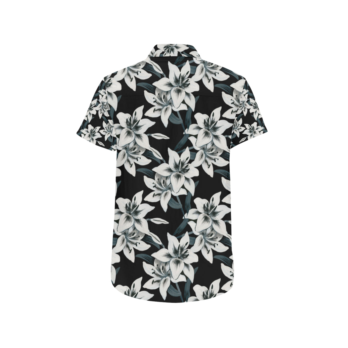 Lily Pattern Print Design 03 Men's Short Sleeve Button Up Shirt