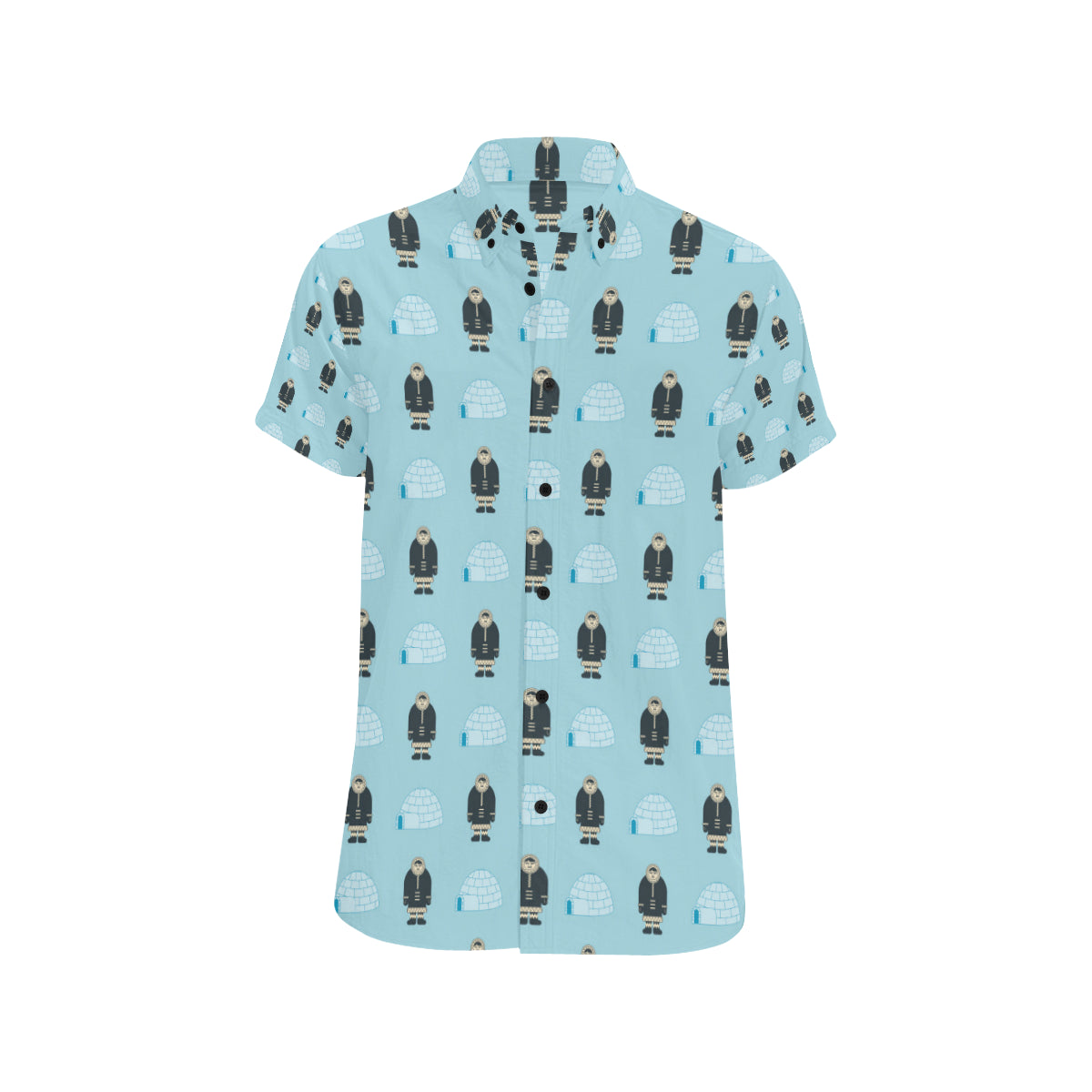 Eskimo Pattern Print Design 03 Men's Short Sleeve Button Up Shirt