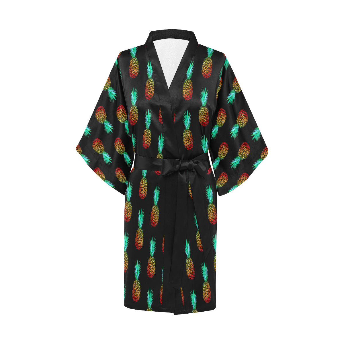 Pineapple Pattern Print Design A05 Women's Short Kimono