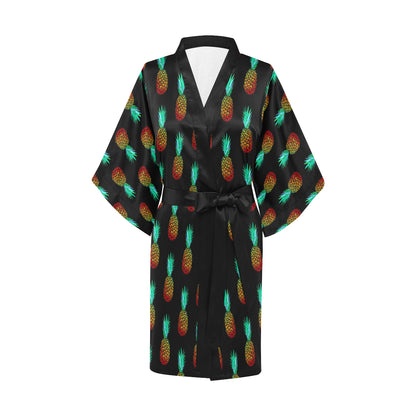 Pineapple Pattern Print Design A05 Women's Short Kimono