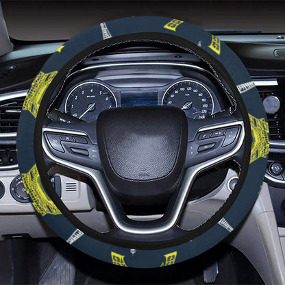 Eiffel Tower Star Print Steering Wheel Cover with Elastic Edge