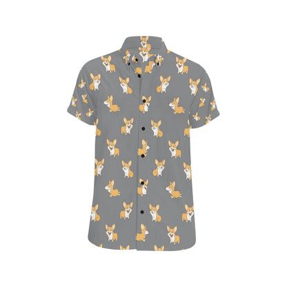 Pembroke Welsh Corgis Pattern Print Design A02 Men's Short Sleeve Button Up Shirt