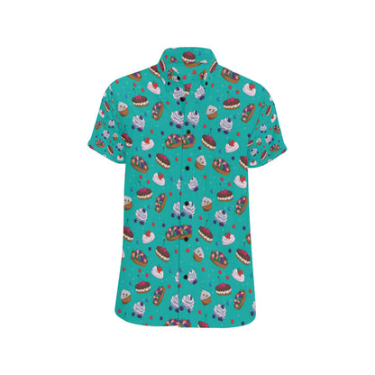 Cake Pattern Print Design 07 Men's Short Sleeve Button Up Shirt