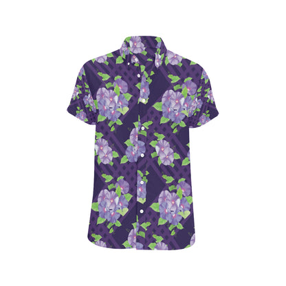 Morning Glory Pattern Print Design MG03 Men's Short Sleeve Button Up Shirt