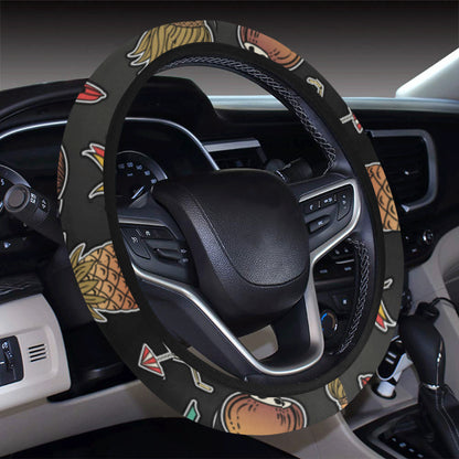 Hula Dancers Hawaiian Style Pattern Print Design 0 Steering Wheel Cover with Elastic Edge