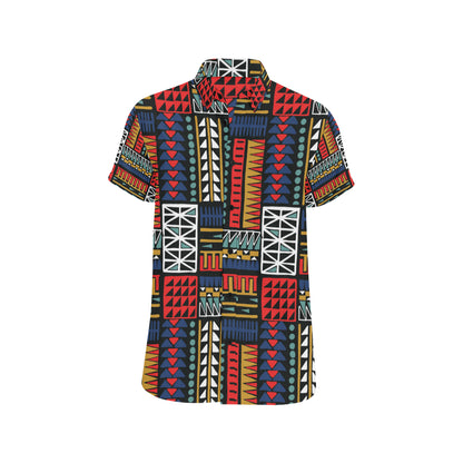 Kente Pattern Print Design 02 Men's Short Sleeve Button Up Shirt