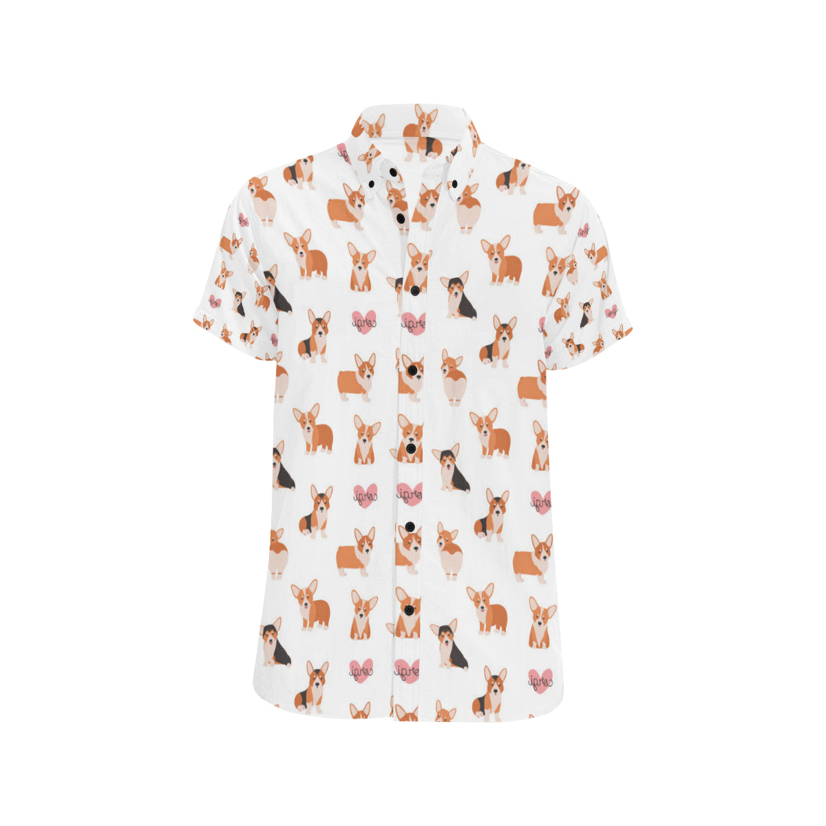 Cardigan Welsh Corgis Pattern Print Design 02 Men's Short Sleeve Button Up Shirt