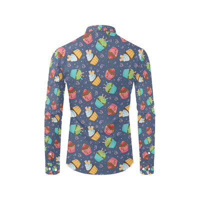 Cupcake Pattern Print Design 02 Men's Long Sleeve Shirt