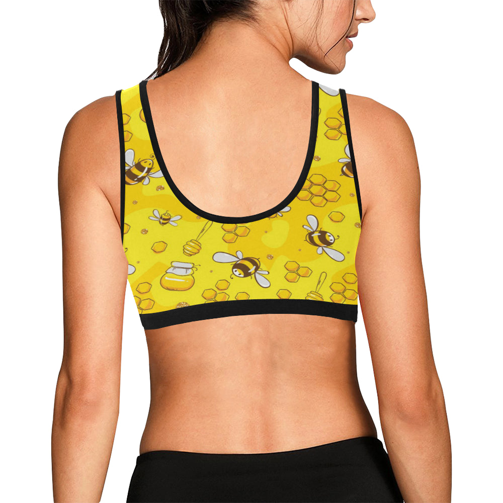 Bee Pattern Print Design BEE01 Sports Bra
