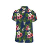 Hibiscus Pattern Print Design HB028 Men's Short Sleeve Button Up Shirt