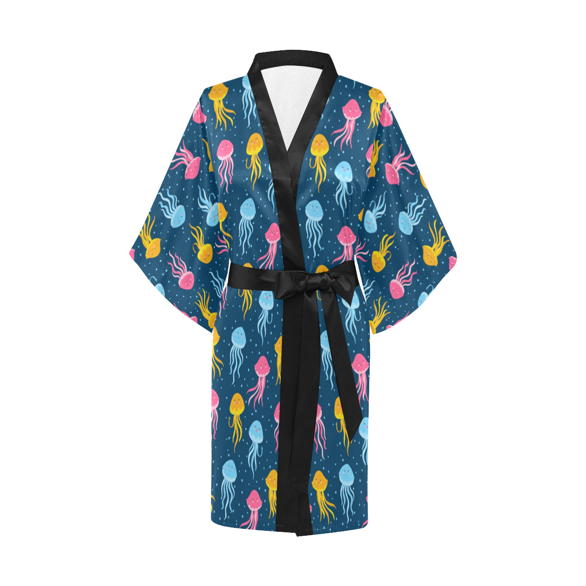 Jellyfish Pattern Print Design 04 Women's Short Kimono