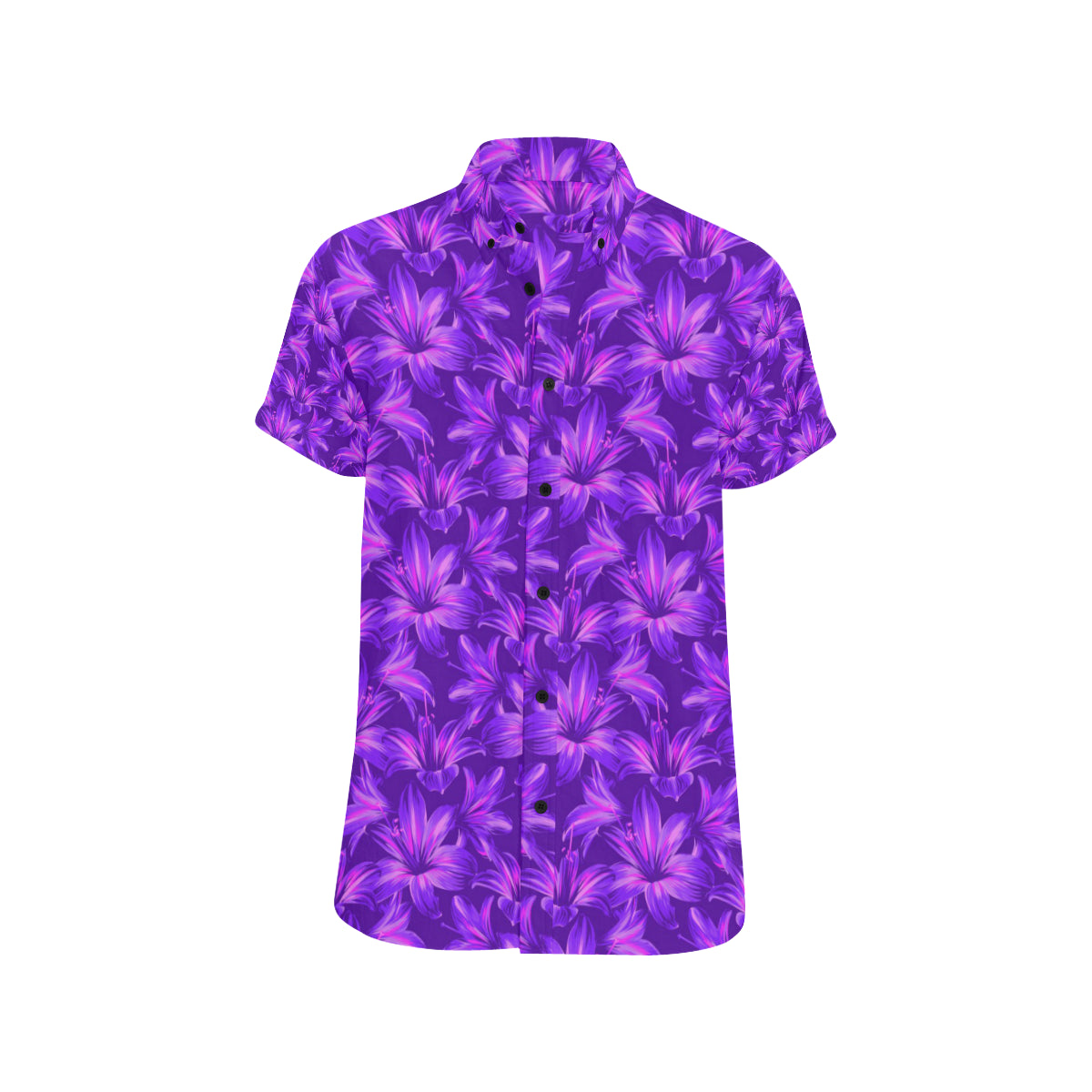 Amaryllis Pattern Print Design AL03 Men's Short Sleeve Button Up Shirt