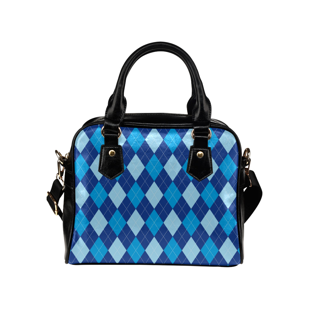 Argyle Blue Pattern Print Design 02 Shoulder Handbag