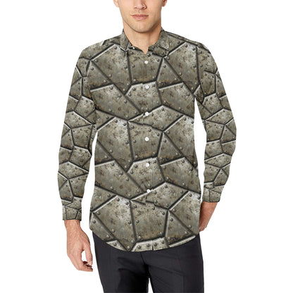 Armor Pattern Print Design 01 Men's Long Sleeve Shirt