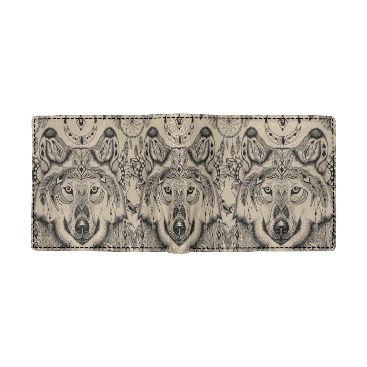 Indian Boho Wolf Men's ID Card Wallet