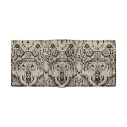 Indian Boho Wolf Men's ID Card Wallet
