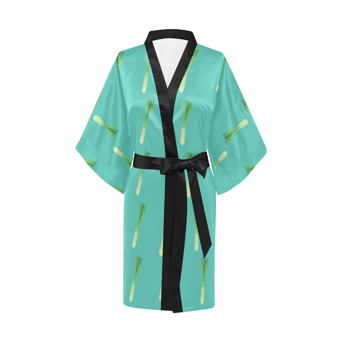 Leek Pattern Print Design 01 Women's Short Kimono