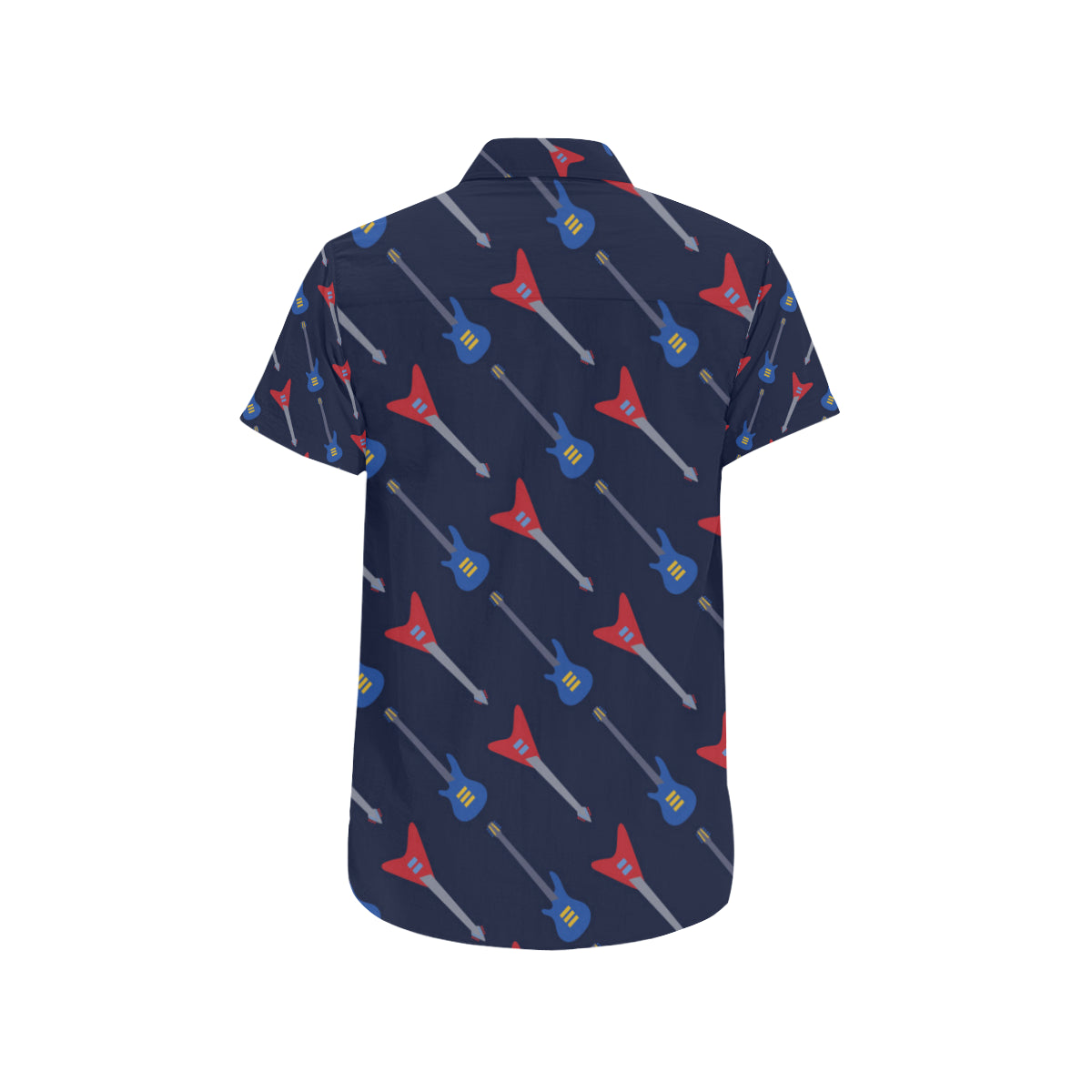 Electric Guitar Pattern Print Design 01 Men's Short Sleeve Button Up Shirt
