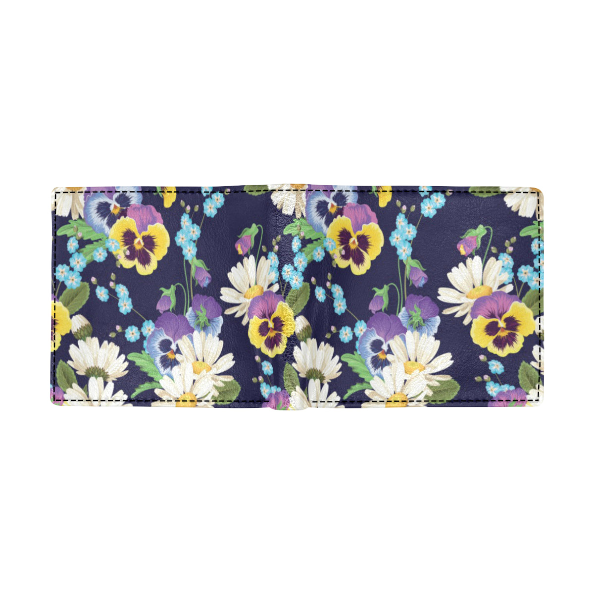 Pansy Pattern Print Design PS03 Men's ID Card Wallet