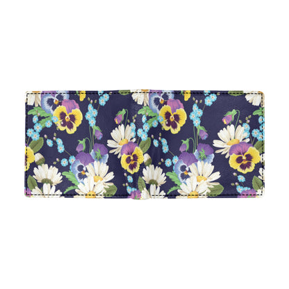 Pansy Pattern Print Design PS03 Men's ID Card Wallet