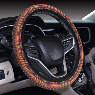 Southwest Ethnic Design Themed Print Steering Wheel Cover with Elastic Edge