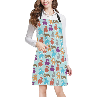 Bear Cute Pattern Print Design 03 Apron with Pocket