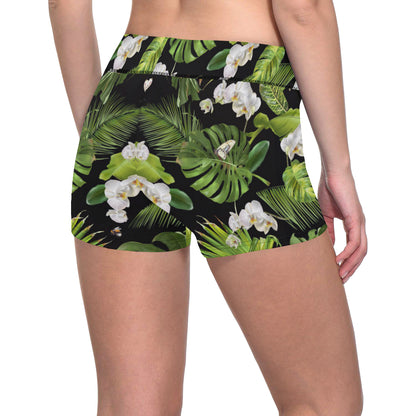 Tropical Flower Pattern Print Design TF026 Yoga Shorts