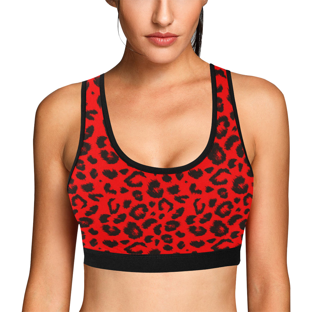 Leopard Red Skin Print Sports Bra