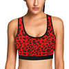 Leopard Red Skin Print Sports Bra