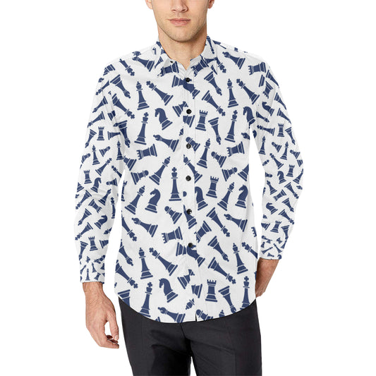 Chess Pattern Print Design 03 Men's Long Sleeve Shirt