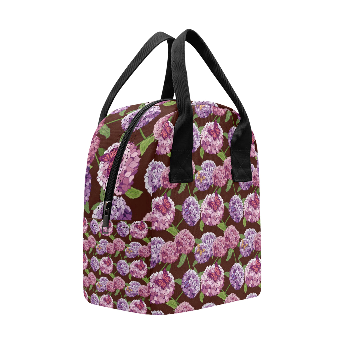 Hydrangea Pattern Print Design HD08 Insulated Lunch Bag