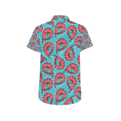 Prawn Pattern Print Design 01 Men's Short Sleeve Button Up Shirt
