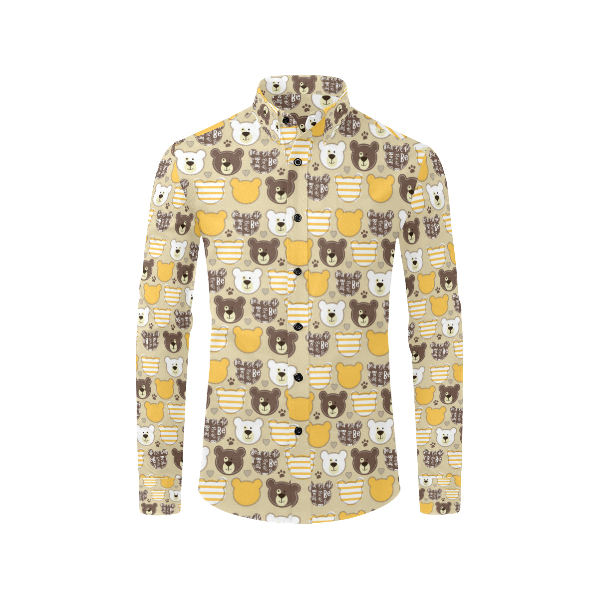 Bear PatchworkPattern Print Design 01 Men's Long Sleeve Shirt