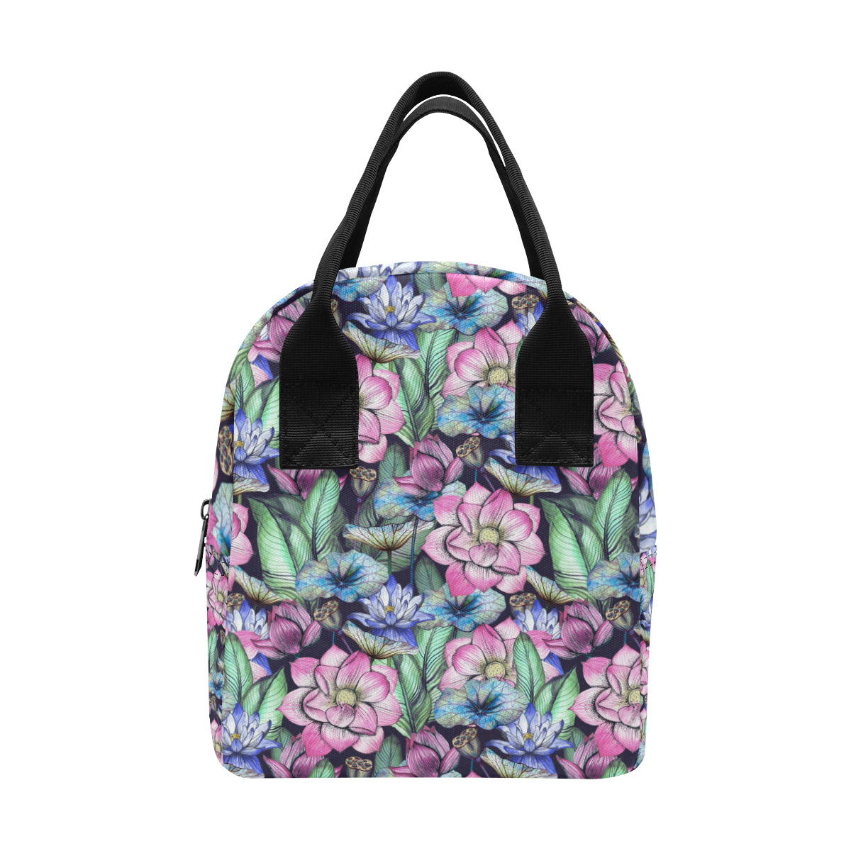 Water Lily Pattern Print Design WL07 Insulated Lunch Bag
