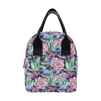 Water Lily Pattern Print Design WL07 Insulated Lunch Bag