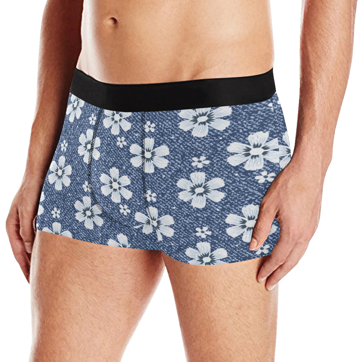Jean Flower Pattern Print Design 03 Men's Boxer Briefs