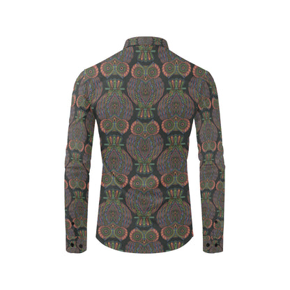 Owl Pattern Print Design A05 Men's Long Sleeve Shirt