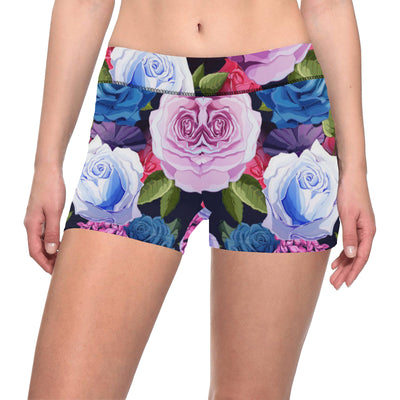 Rose Pattern Print Design RO09 Yoga Shorts