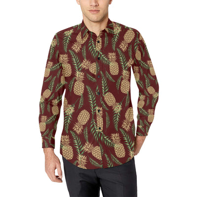 Pineapple Pattern Print Design PP013 Men's Long Sleeve Shirt