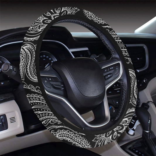 Paisley Pattern Print Design A04 Steering Wheel Cover with Elastic Edge