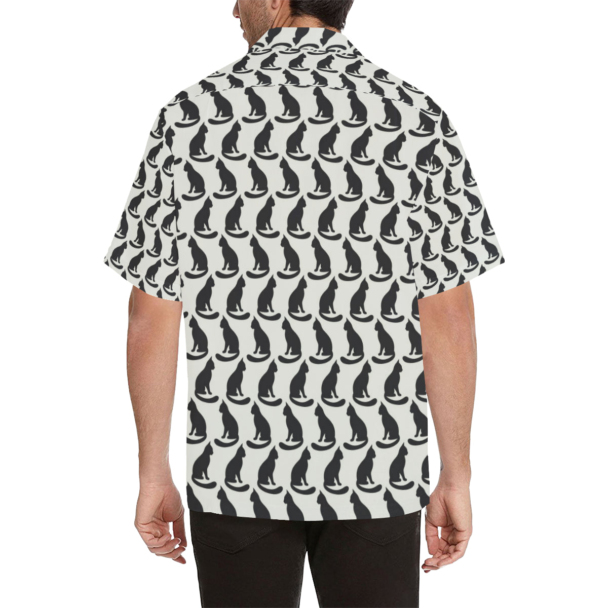 Black Cat Pattern Print Design 02 Men's Hawaiian Shirt