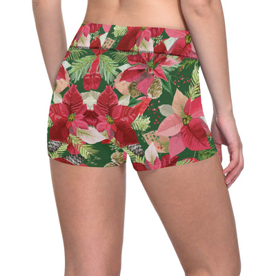 Poinsettia Pattern Print Design POT03 Yoga Shorts